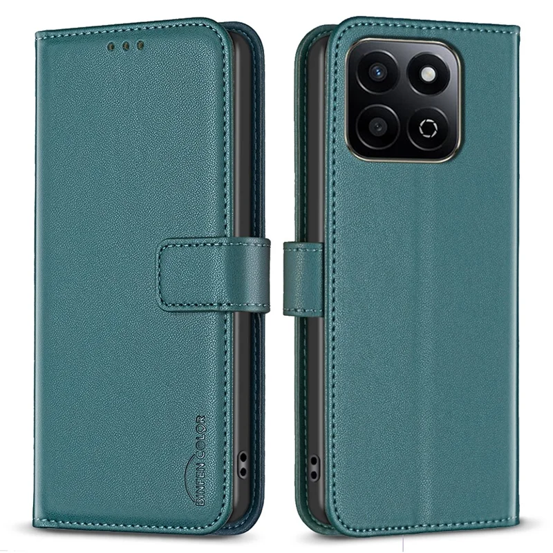 BINFEN COLOR BF17 For Honor X7c 5G / X7c 4G / 200 Smart 5G Case Wallet Folio Flip Leather Cover - Green
