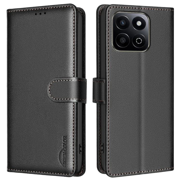 BINFEN COLOR BF32 Pour Honor X7c 4G / 200 Smart 5G Étui en cuir portefeuille avec protection RFID - Noir