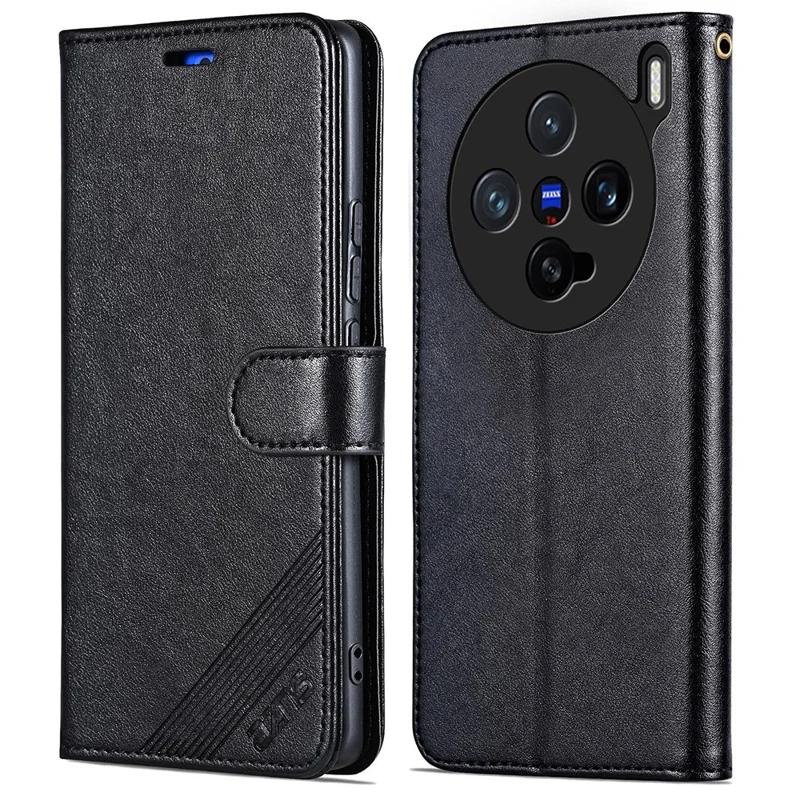 AZNS Para o vivo X200 Pro mini 5G Case Anti-Scratch PU Leather Stand Wallet Phone Cover - Black