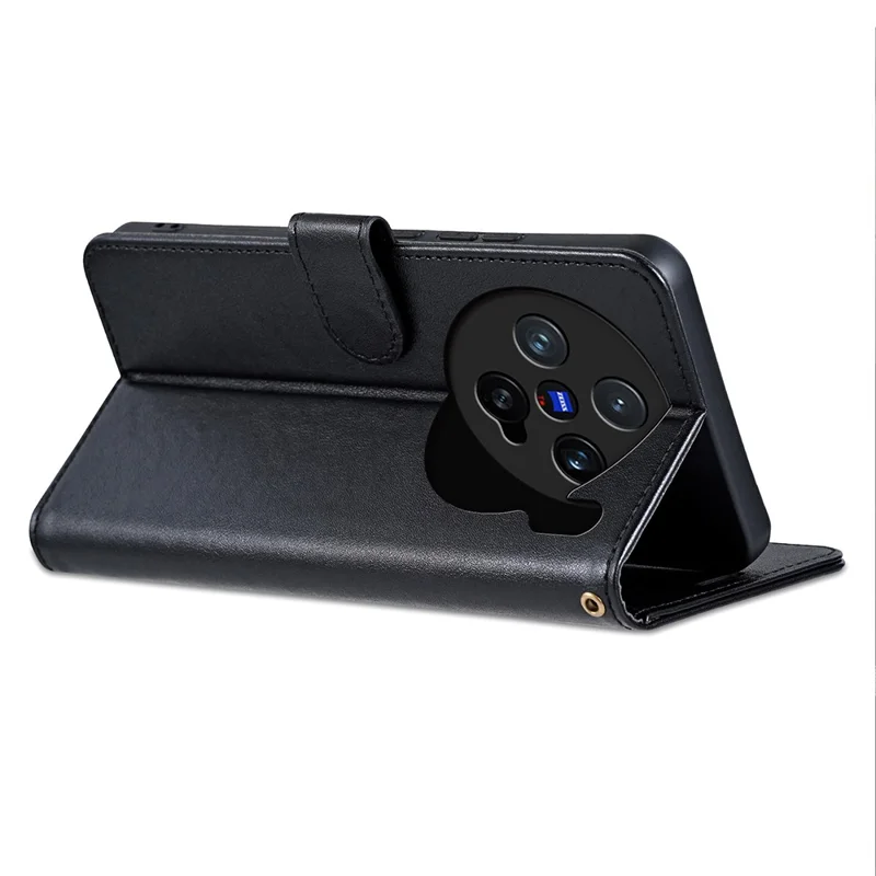 AZNS Para o vivo X200 Pro mini 5G Case Anti-Scratch PU Leather Stand Wallet Phone Cover - Black