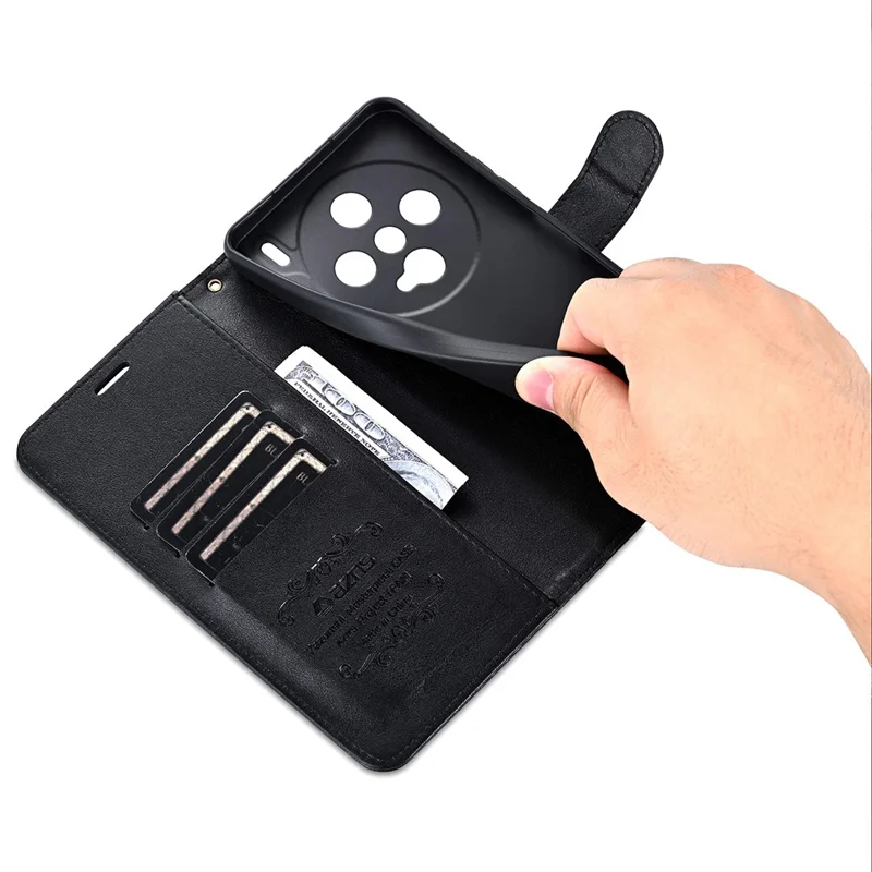 AZNS Para o vivo X200 Pro mini 5G Case Anti-Scratch PU Leather Stand Wallet Phone Cover - Black