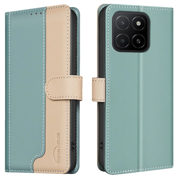 BINFEN COLOR BF33 for Honor X5b Leather Case Splicing Color RFID Blocking - Green