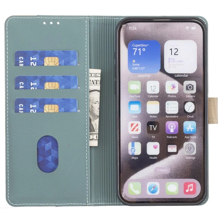 BINFEN COLOR BF33 for Honor X5b Leather Case Splicing Color RFID Blocking - Green