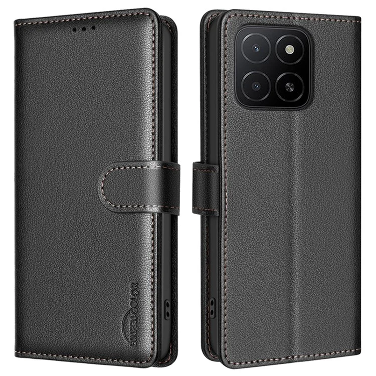 BINFEN COLOR BF32 Per Honor X5b Smart 5G Custodia in pelle con portafoglio e blocco RFID - Nero