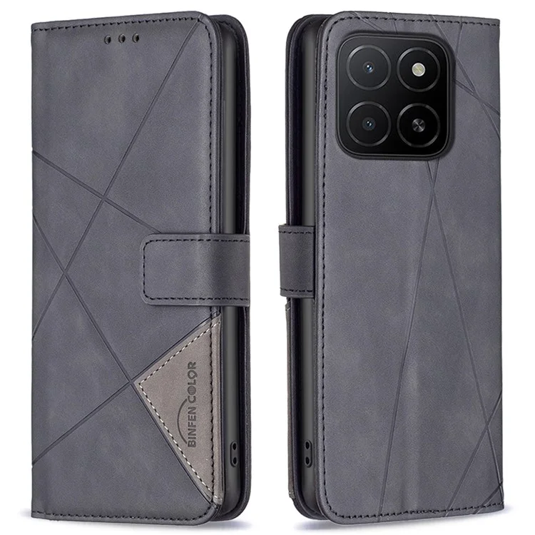 Custodia in pelle BINFEN COLOR BF05 For Honor X5b con portafoglio e supporto - Nera