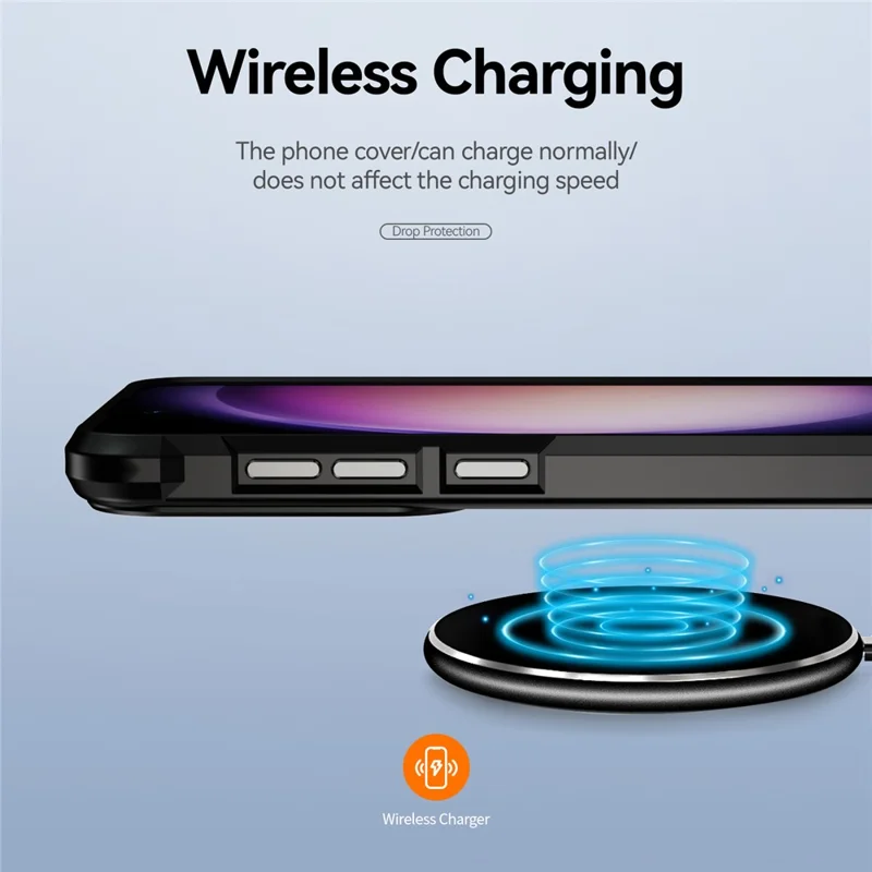 For Samsung Galaxy S25 Case Anti-Drop Alloy Lens Frame PC+TPU Phone Cover - Black