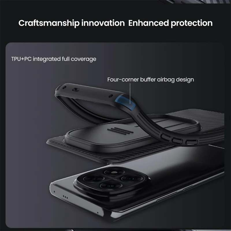 NILLKIN Camshield Pro Series for Xiaomi Redmi Note 14 Pro 5G / Poco X7 5G Case PC+TPU Slide Camera Lid Phone Cover - Green