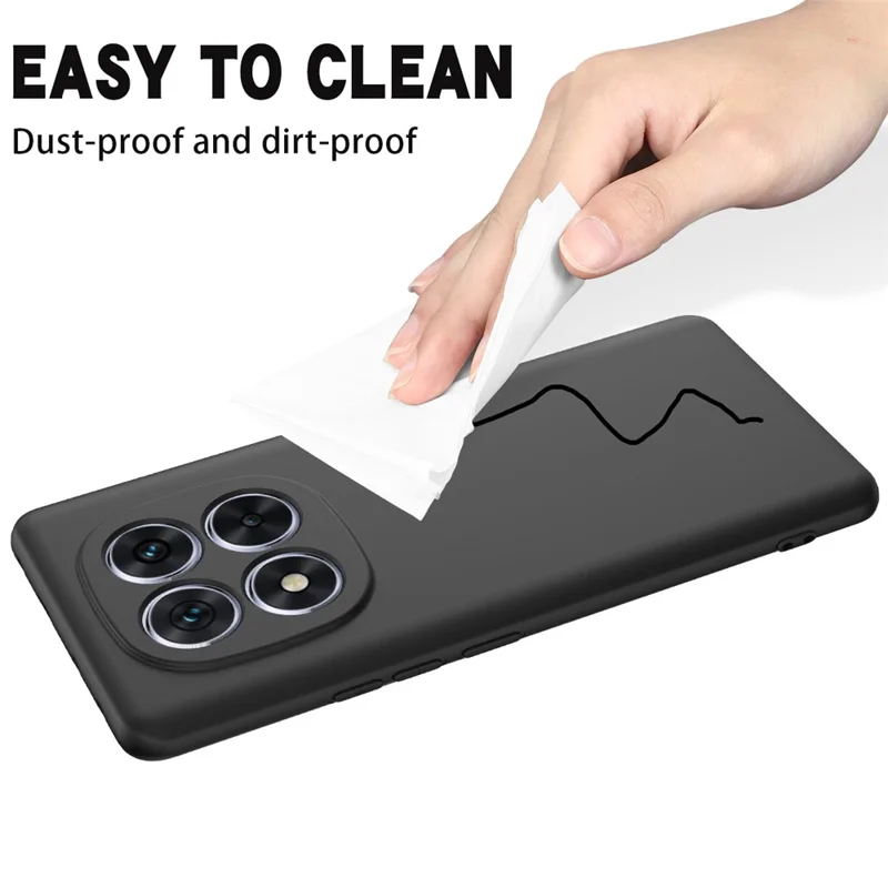 For Xiaomi Redmi Note 14 Pro+ 5G Case Liquid Silicone Anti-Scratch Phone Cover with Hand Strap - Black