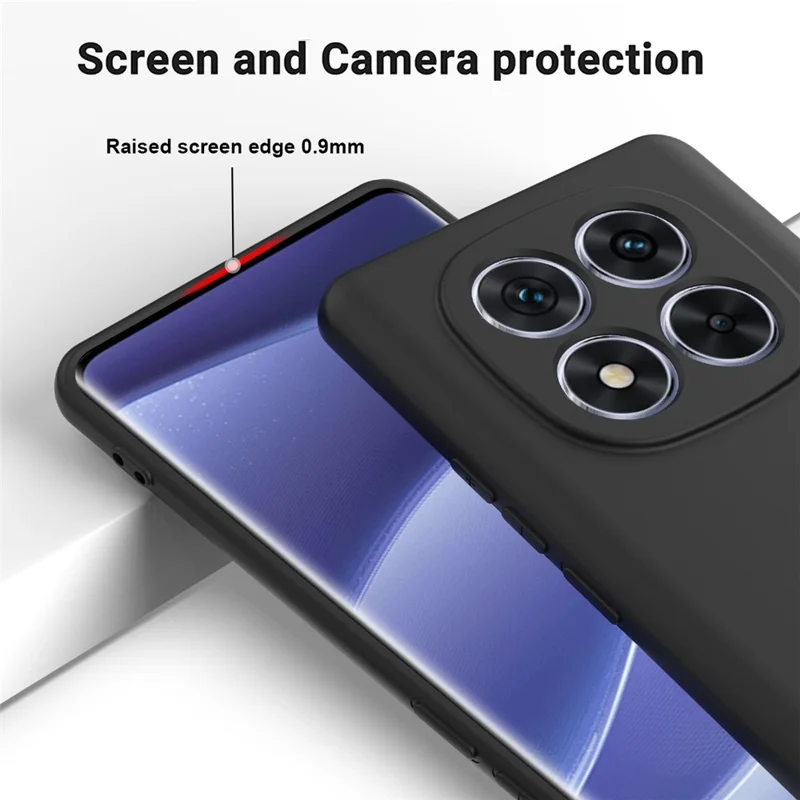 For Xiaomi Redmi Note 14 Pro+ 5G Case Liquid Silicone Anti-Scratch Phone Cover with Hand Strap - Black
