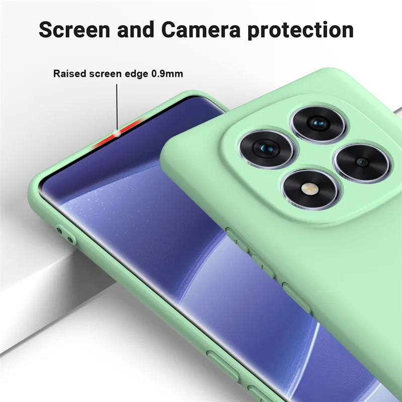 For Xiaomi Redmi Note 14 Pro+ 5G Case Liquid Silicone Anti-Scratch Phone Cover with Hand Strap - Green