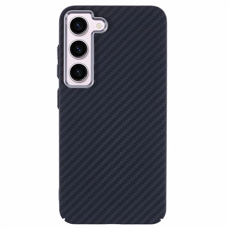 For Samsung Galaxy S23 Case Compatible with MagSafe Carbon Fiber Texture Water-Transfer PC Phone Cover - Black