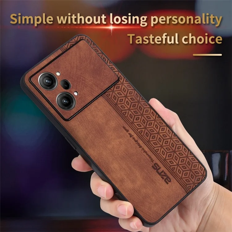 AZNS Pour Oppo K10 Pro 5G Pattern Imprimé Carie de Téléphone Portable Anti-drop en Cuir PU Revêtu de TPU - Brun