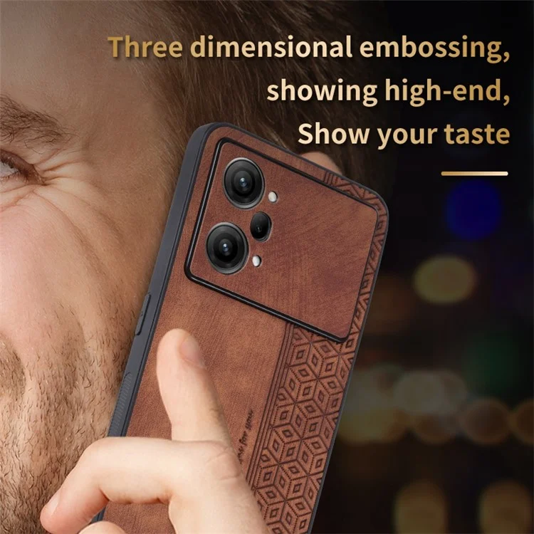 AZNS Pour Oppo K10 Pro 5G Pattern Imprimé Carie de Téléphone Portable Anti-drop en Cuir PU Revêtu de TPU - Brun