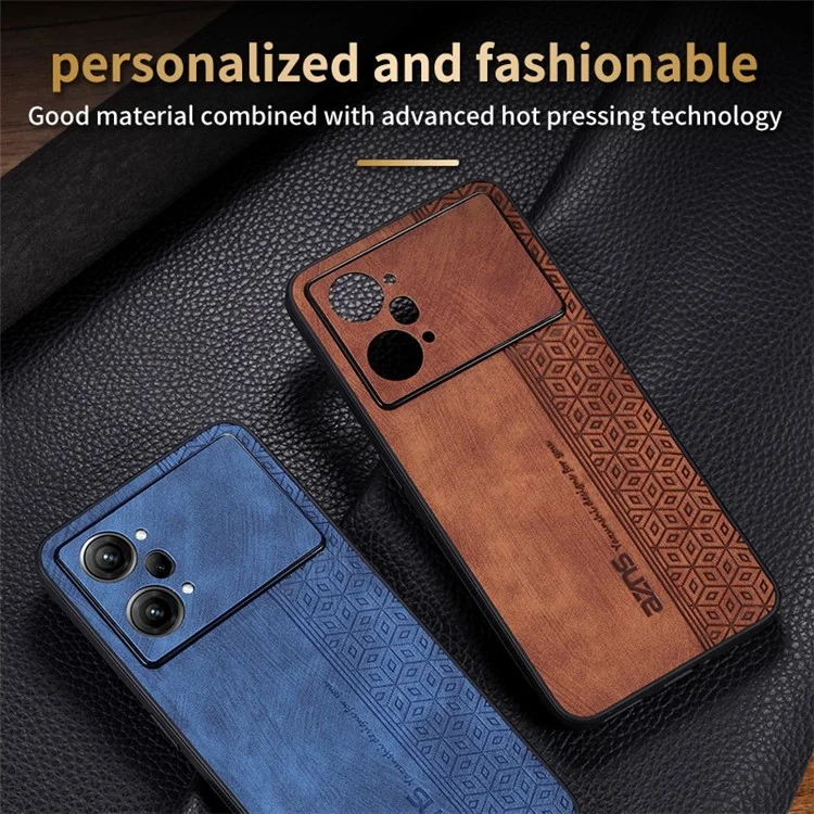 AZNS Pour Oppo K10 Pro 5G Pattern Imprimé Carie de Téléphone Portable Anti-drop en Cuir PU Revêtu de TPU - Brun