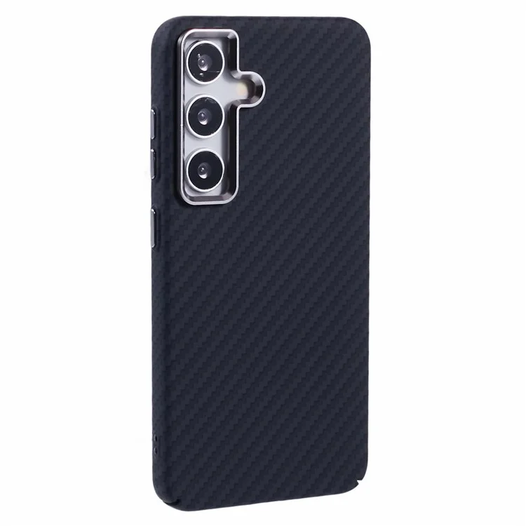 For Samsung Galaxy S24 Case Compatible with MagSafe Carbon Fiber Texture Water-Transfer PC Phone Cover - Black
