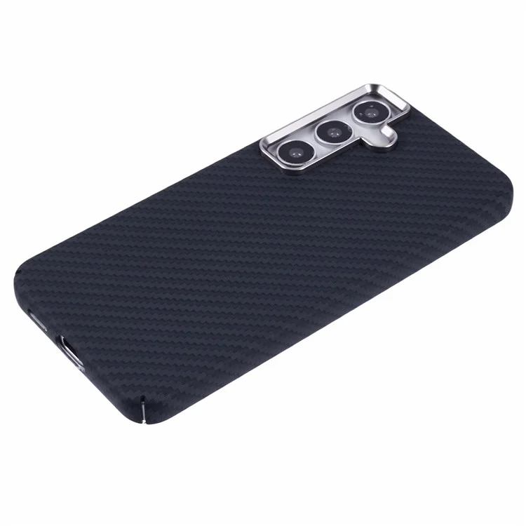 For Samsung Galaxy S24 Case Compatible with MagSafe Carbon Fiber Texture Water-Transfer PC Phone Cover - Black