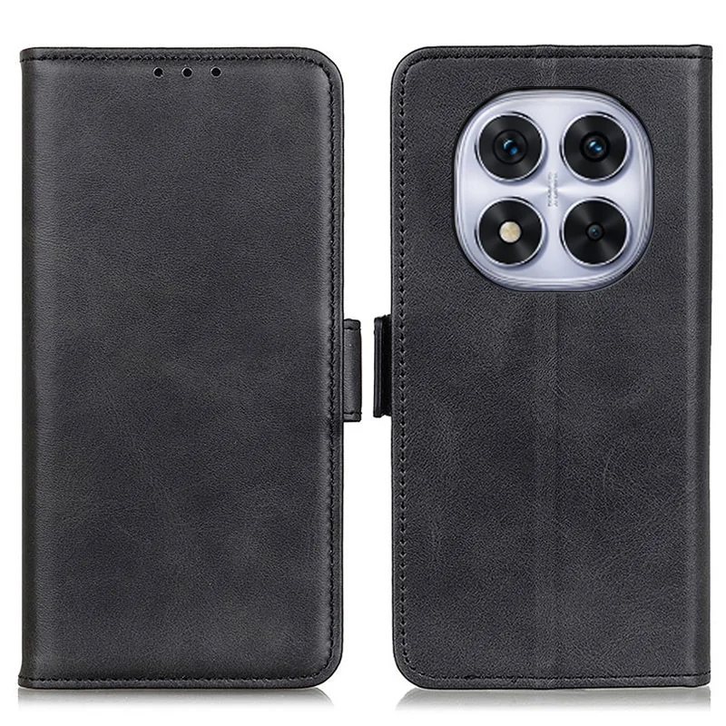 For Xiaomi Redmi Note 14 Pro 5G / Poco X7 5G Case Stand Cowhide Texture PU Leather Phone Cover - Black
