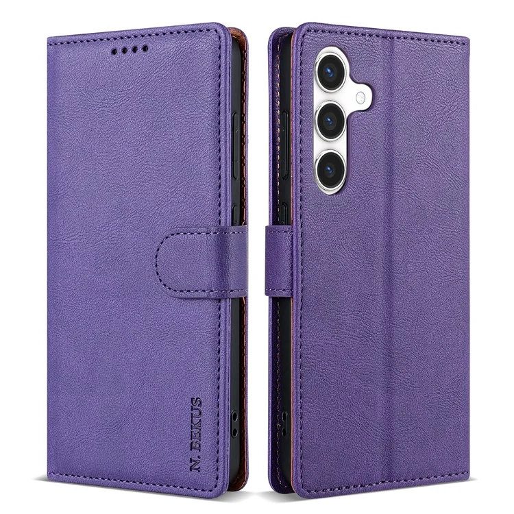 N.BEKUS CSJ-001 For Samsung Galaxy S25+ Stand Case PU Leather Wallet Phone Cover - Purple