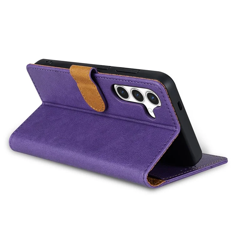 N.BEKUS CSJ-001 For Samsung Galaxy S25+ Stand Case PU Leather Wallet Phone Cover - Purple