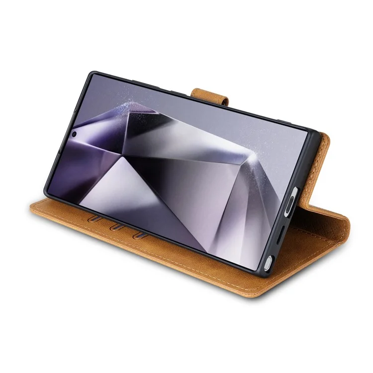 N.BEKUS CSJ-001 For Samsung Galaxy S25 Ultra Stand Case PU Leather Wallet Phone Cover - Brown