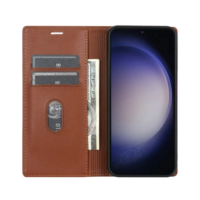 For Samsung Galaxy S25+ Wallet Case med magnetlukning PU-læder telefonbeskyttelse - Brun
