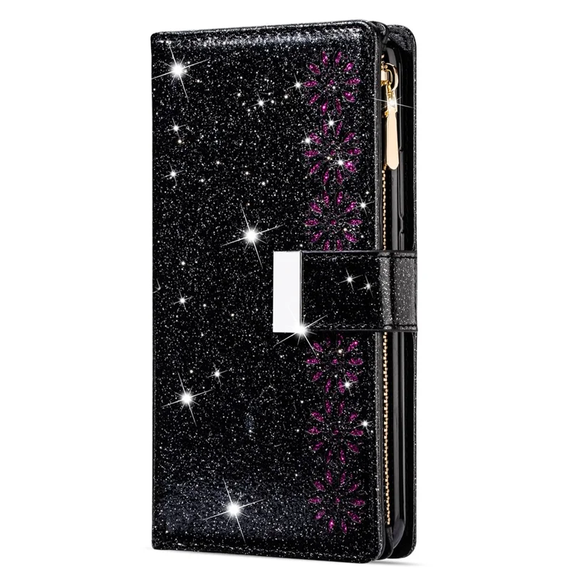 For Samsung Galaxy A16 5G  /  4G Case Starry Sky Carving Leather Wallet Phone Cover - Black