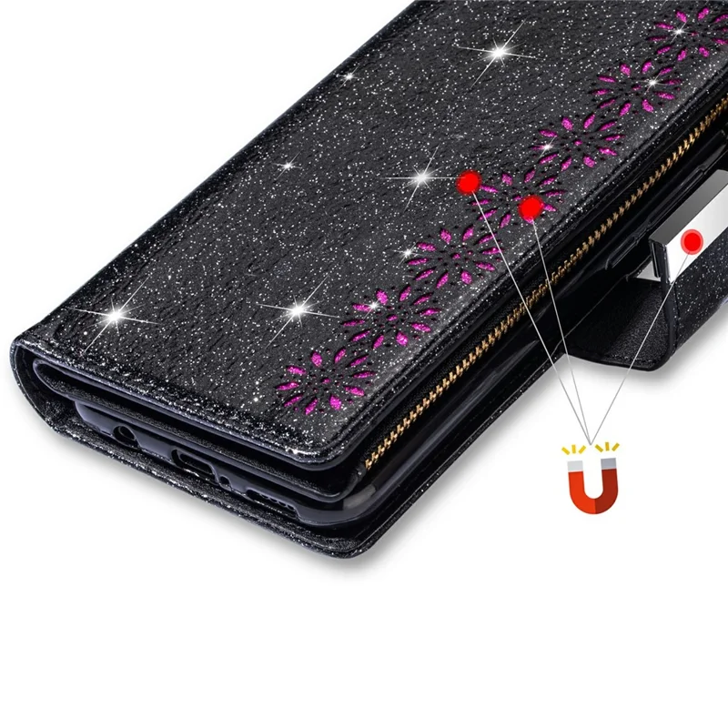 For Samsung Galaxy S25 Case Starry Sky Carving Leather Wallet Phone Cover - Black