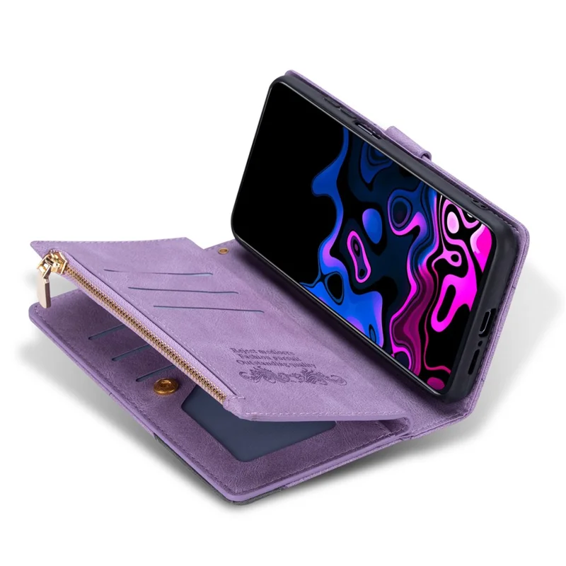 For Samsung Galaxy S24 FE Wallet Case Color Splicing Leather Phone Cover with Stand - Purple