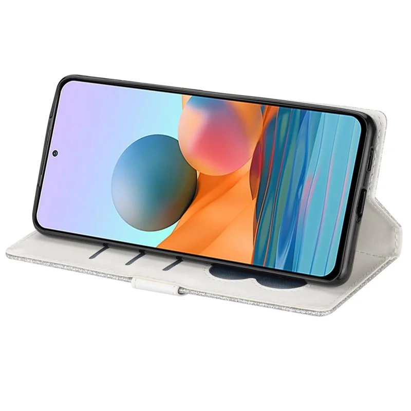 For Samsung Galaxy S24 FE Stand Case Glitter Phone Leather Cover Zipper Pocket - Silver