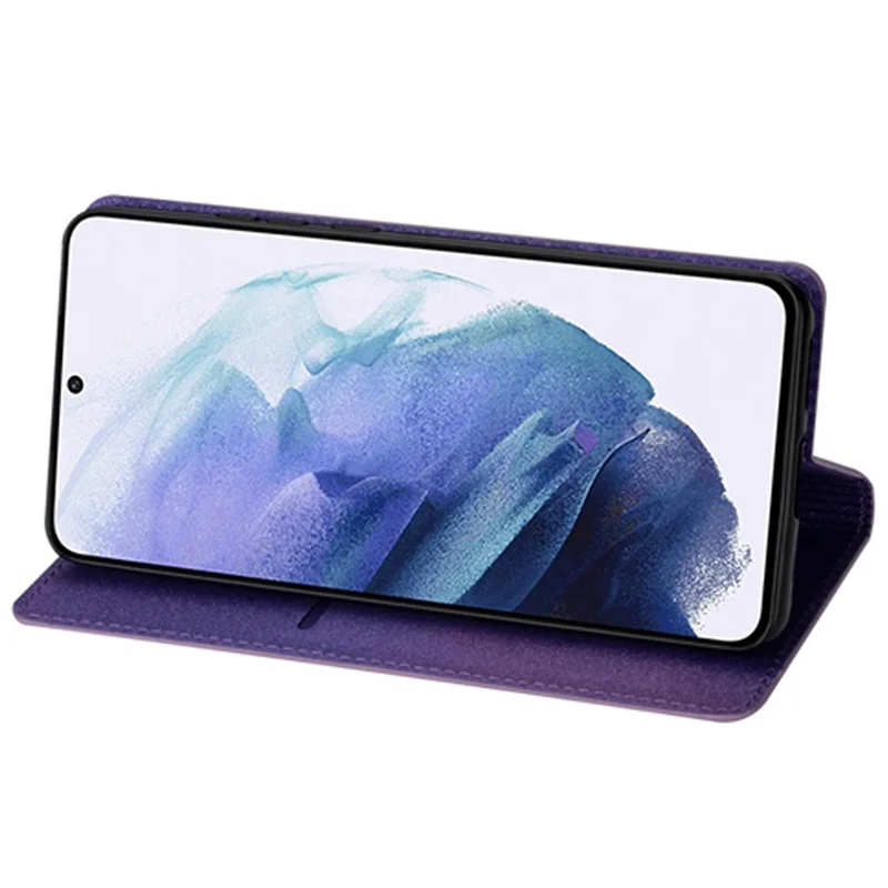 Funda para Samsung Galaxy S24 FE, de cuero PU brillante + ranura para tarjeta TPU, color morado