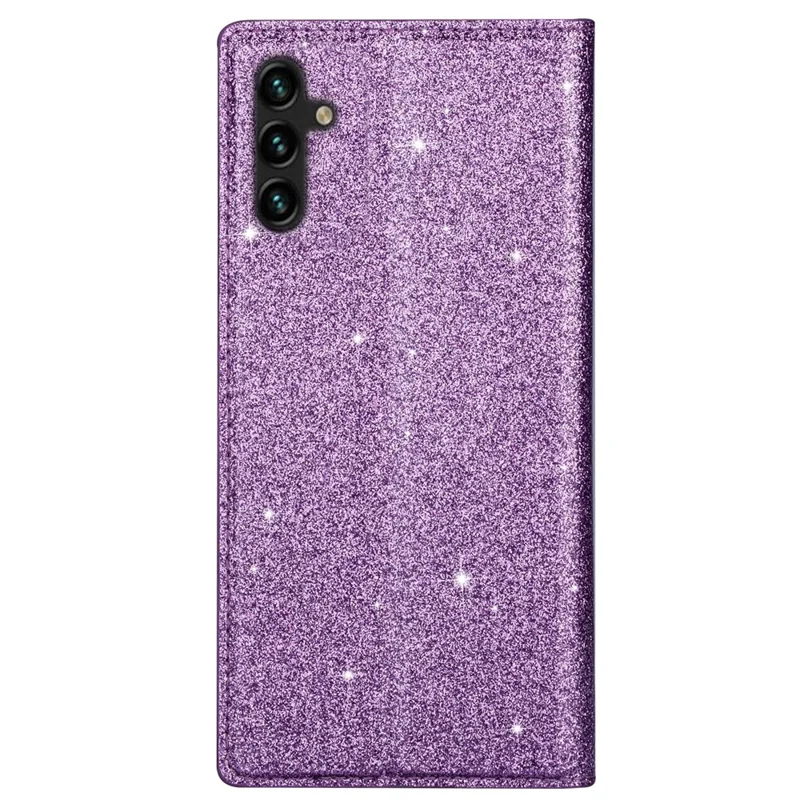 Funda para Samsung Galaxy S24 FE, de cuero PU brillante + ranura para tarjeta TPU, color morado