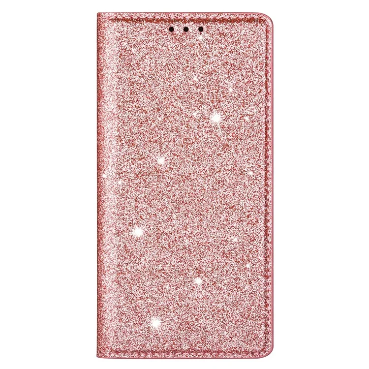 Für Samsung Galaxy A16 5G / 4G Hülle Glitzerndes PU-Leder + TPU-Kartenschlitz Handyhülle - Roségold
