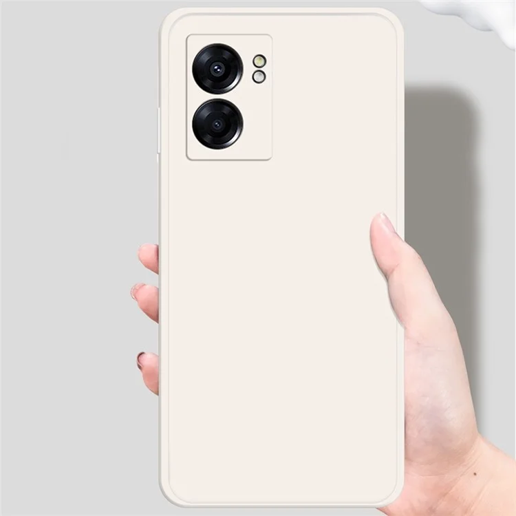 Pour Oppo A57 (2022) 5G / A77 5G Bump Proof Rubberized TPU Coque de téléphone avec doublure en microfibre Bord droit Couverture arrière du téléphone portable - Beige