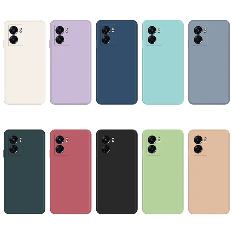 Pour Oppo A57 (2022) 5G / A77 5G Bump Proof Rubberized TPU Coque de téléphone avec doublure en microfibre Bord droit Couverture arrière du téléphone portable - Beige