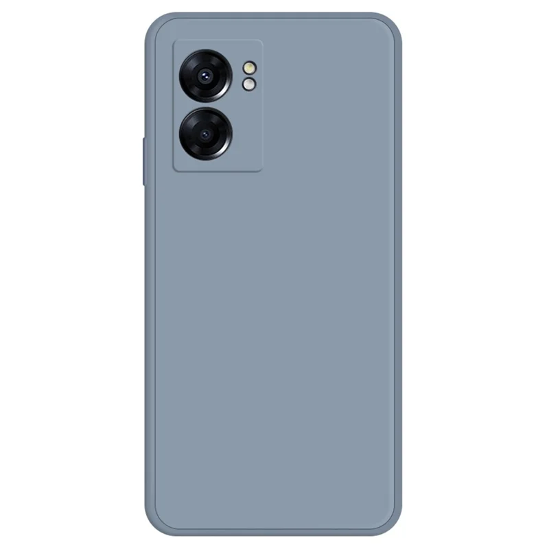 For Oppo A57 (2022) 5G / A77 5G Bump Proof Rubberized TPU Phone Case with Microfiber Lining Straight Edge Cell Phone Back Cover - Grey Blue