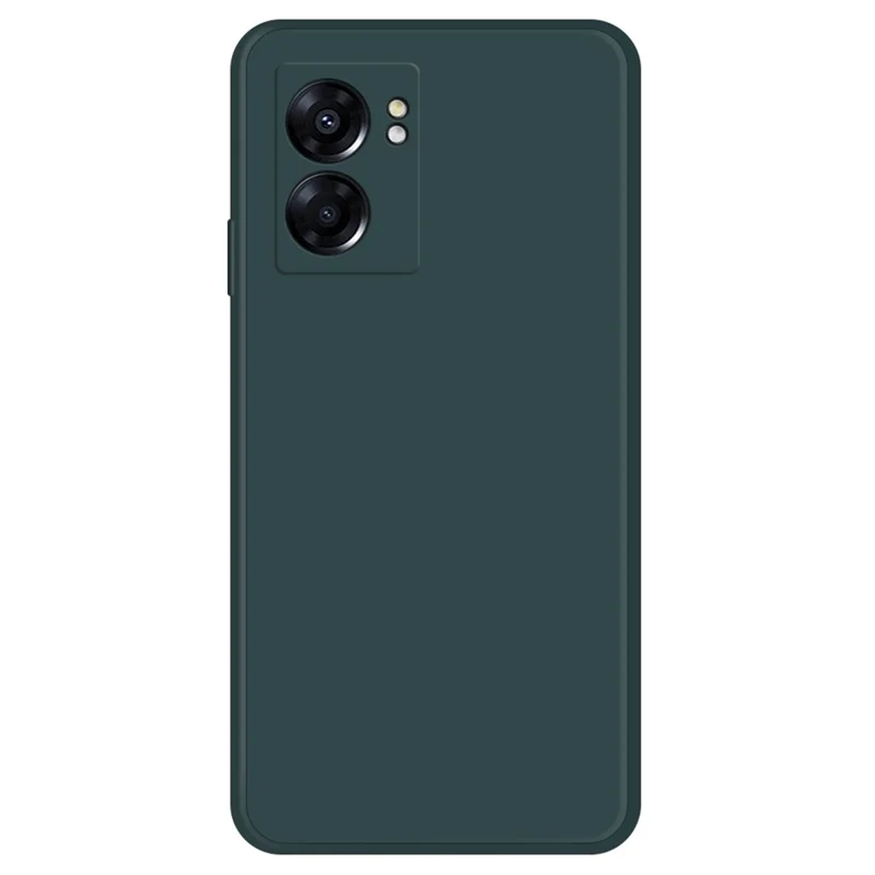 For Oppo A57 (2022) 5G / A77 5G Bump Proof Rubberized TPU Phone Case with Microfiber Lining Straight Edge Cell Phone Back Cover - Blackish Green