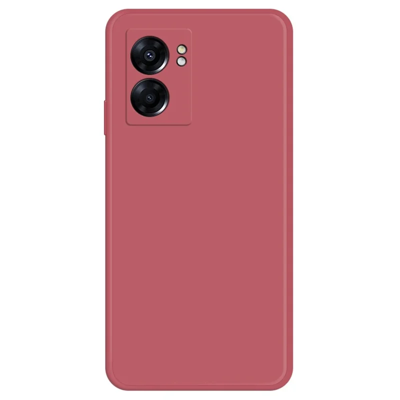 For Oppo A57 (2022) 5G / A77 5G Bump Proof Rubberized TPU Phone Case with Microfiber Lining Straight Edge Cell Phone Back Cover - Red