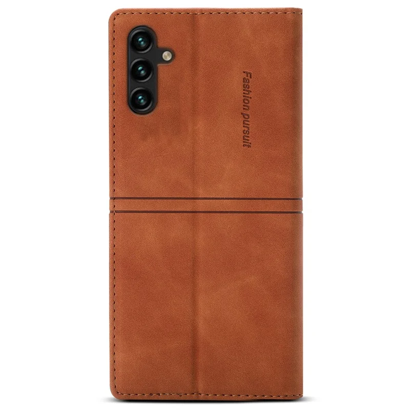 For Samsung Galaxy S25+ Wallet Case Magnetic Closing Leather Phone Cover - Brown
