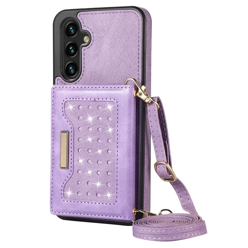 For Samsung Galaxy S24 FE Case Wallet RFID Blocking TPU Leather Phone Cover with Lanyard - Purple