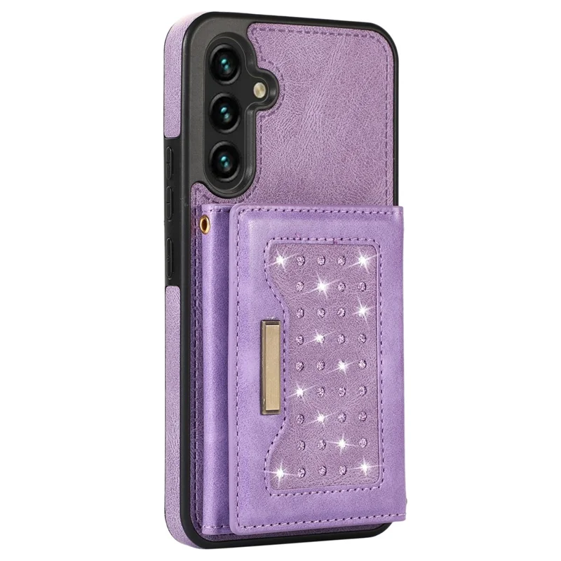 For Samsung Galaxy S24 FE Case Wallet RFID Blocking TPU Leather Phone Cover with Lanyard - Purple