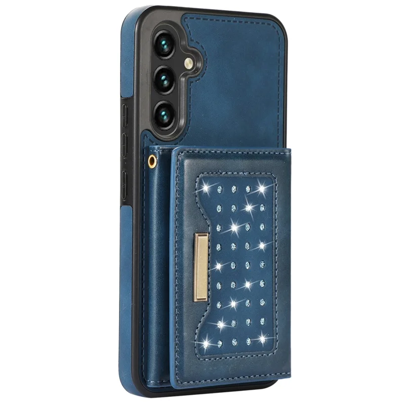 For Samsung Galaxy S25 Case Wallet RFID Blocking TPU Leather Phone Cover with Lanyard - Blue