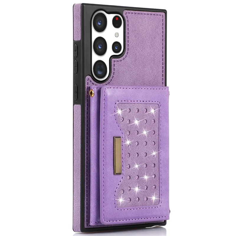 For Samsung Galaxy S25 Ultra Case Wallet RFID Blocking TPU Leather Phone Cover with Lanyard - Purple