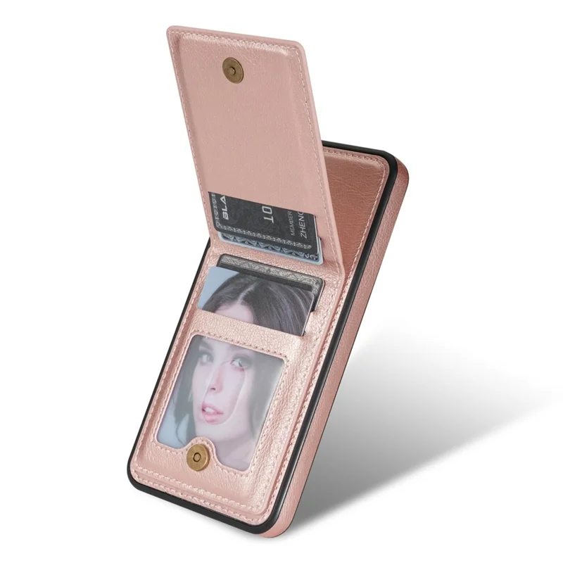 N.BEKUS Custodia per Samsung Galaxy S24 FE in pelle+TPU con supporto e porta carte - Rosa
