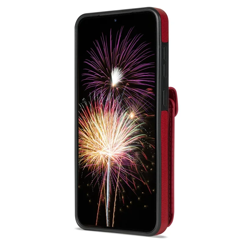 Voor Samsung Galaxy S25 Hoesje Leer + TPU Telefoonhoes met Cardholder, Schouderband - Rood