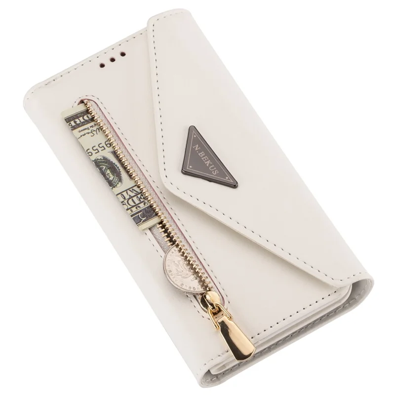 N.BEKUS Custodie per Samsung Galaxy S25 Ultra Pelle Wallet Phone Cover con Tracolla - Bianco