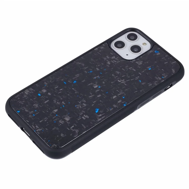 For iPhone 11 Pro Magnetic Case Forged Texture Aramid Fiber+TPU Anti-Slip Phone Cover - Blue