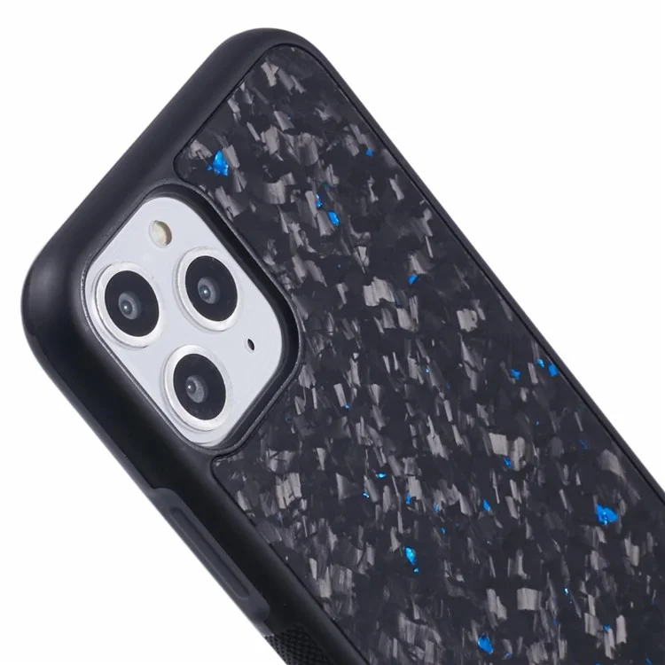For iPhone 11 Pro Magnetic Case Forged Texture Aramid Fiber+TPU Anti-Slip Phone Cover - Blue