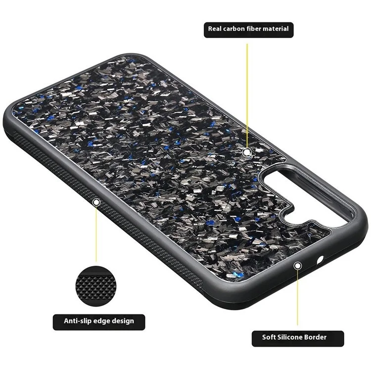 Для Samsung Galaxy S24+ Magnetic Case with Forged Aramid Fiber Texture + TPU, Non-slip Phone Case - Blue.