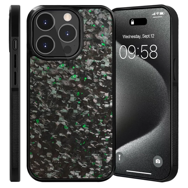 For iPhone 14 Pro Magnetic Case Forged Texture Aramid Fiber+TPU Anti-Slip Phone Cover - Green