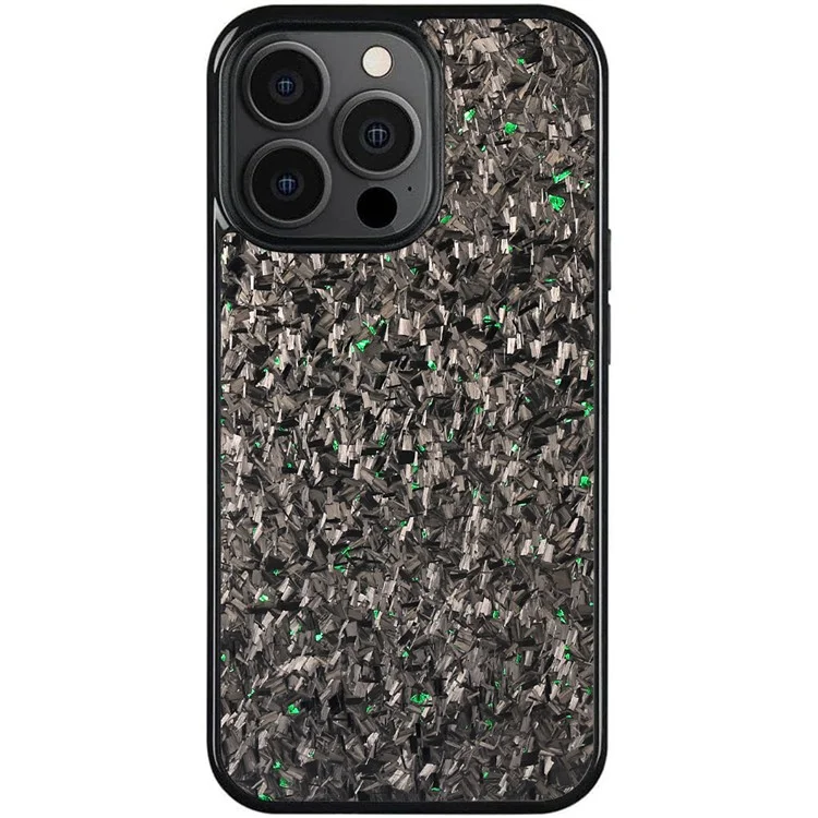 For iPhone 14 Pro Magnetic Case Forged Texture Aramid Fiber+TPU Anti-Slip Phone Cover - Green